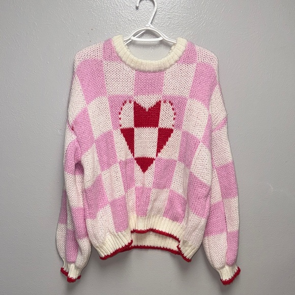 Pink and White Heart Sweater - Picture 2 of 6